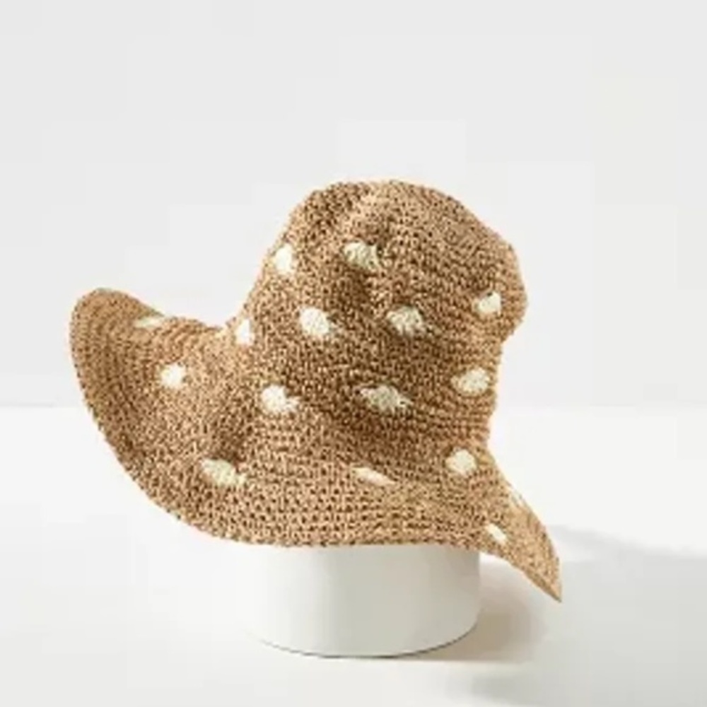 NWT Anthropologie Crochet Polk-A-Dot Bucket Hat